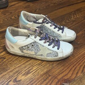 Golden Goose Silver Glitter Star Sneakers